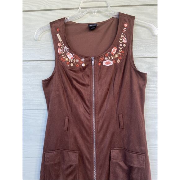 Star Wars Her Universe Han Solo Brown Embroidered Suede Zipper Dress Costume Med - Picture 3 of 11